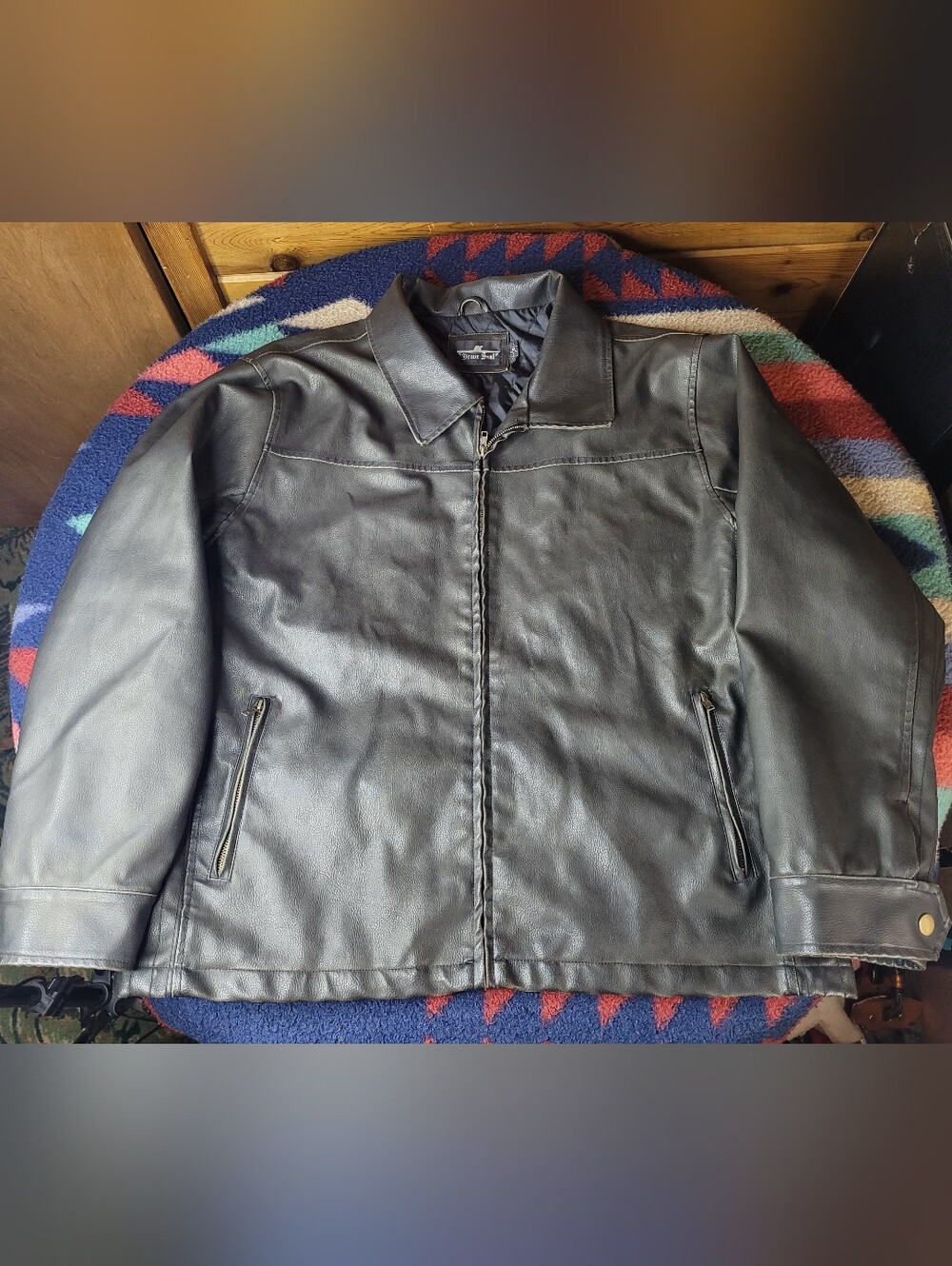 Brave Soul Moto Jacket Men's XL Brown Faux Leather Biker Full Zip Lined